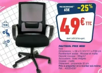 Fauteuil de bureau Prix Mini Noir