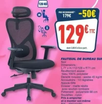 Fauteuil de bureau Sun Noir