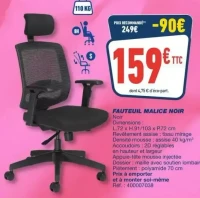 Fauteuil de bureau Malice Noir