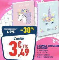 Agenda scolaire licorne