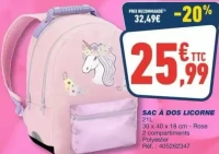 SAC À DOS LICORNE 21L 30 x 40 x 18 cm - Rose