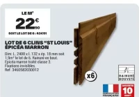 Lot de 6 clins "St Louis" Épicéa marron