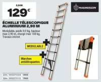 Échelle télescopique aluminium Magnusson 2,90 m