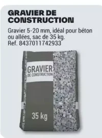 Gravier de construction 5-20 mm, sac de 35 kg