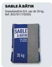 Sable à bâtir granulométrie 0/4, sac de 35 kg