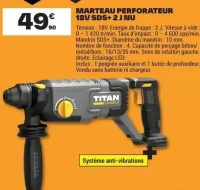 MARTEAU PERFORATEUR 18V SDS+ 2 J NU TITAN