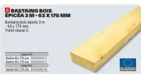 Bastaing bois épicéa 3 m - 63 x 175 mm