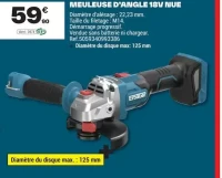 Meuleuse d'angle 18V nue Erbauer