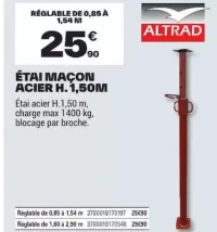 Étai maçon acier H. 1,50M Altrad