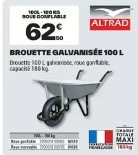 Brouette galvanisée 100 L Altrad