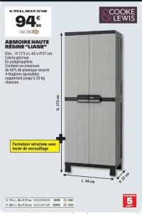 Armoire haute résine "Liane" Cooke & Lewis