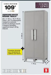 Armoire haute résine "Malo" Cooke & Lewis