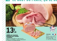 Jambon cuit tradition supérieur avec couenne Cochonou