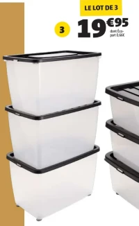 3 box dessous de lit 46L