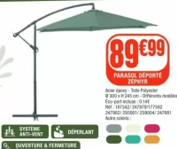 Parasol déporté Zéphyr