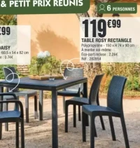 Table Rosy rectangle