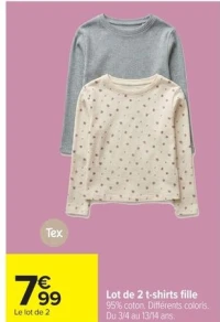 Lot de 2 t-shirts fille Tex