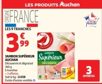 Jambon Supérieur Auchan Découenné et dégraissé