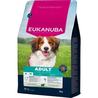 EUKANUBA Croquettes pour Chien Adulte S/M, Riche en Agneau, 3KG