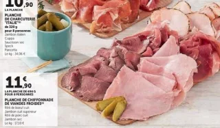 Planche de chiffonnade de viandes froides