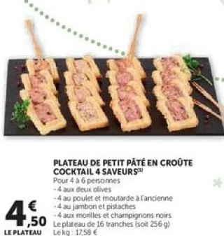 PLATEAU DE PETIT PÂTÉ EN CROÛTE COCKTAIL 4 SAVEURS