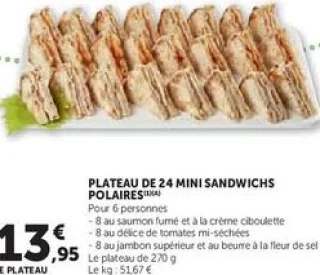 PLATEAU DE 24 MINI SANDWICHS POLAIRES