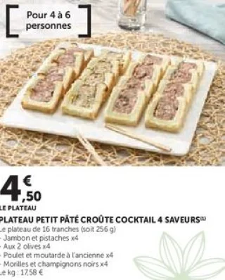 PLATEAU PETIT PÂTÉ CROÛTE COCKTAIL 4 SAVEURS