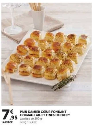 PAIN DAMIER CŒUR FONDANT FROMAGE AIL ET FINES HERBES