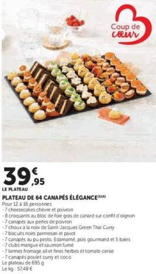 PLATEAU DE 64 CANAPÉS ÉLÉGANCE