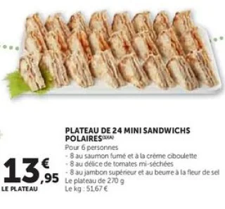 PLATEAU DE 24 MINI SANDWICHS POLAIRES