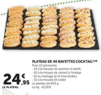 PLATEAU DE 40 NAVETTES COCKTAIL