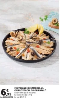FILET D'ANCHOIS MARINE AIL OU PROVENCAL OU ORIENTAL