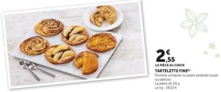 TARTELETTE FINE (Pomme compote, poire amande cacao ou abricot)