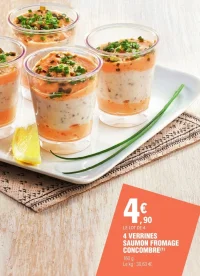 4 VERRINES SAUMON FROMAGE CONCOMBRE