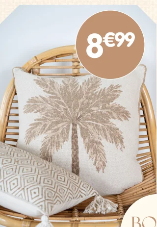 Coussin palmier en coton Boho Soul
