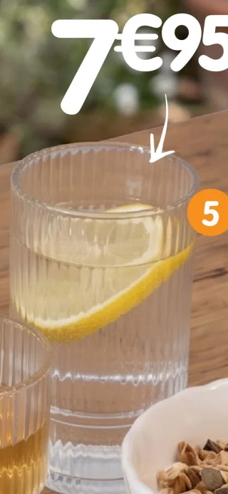 Lot de 4 verres striés haut transparent