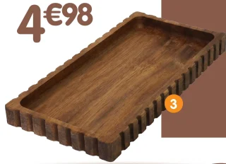 Plateau cottelé en acacia