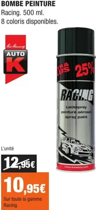 BOMBE PEINTURE RACING AUTO K