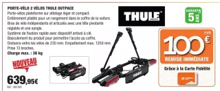 THULE PORTE-VÉLO 2 VÉLOS THULE OUTPACE