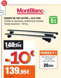 MontBlanc BARRES DE TOIT ACTIVA + ALU 1250