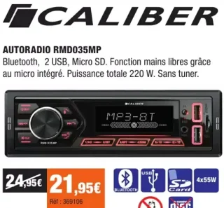 CALIBER AUTORADIO RMD035MP