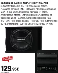 CALIBER CAISSON DE BASSES AMPLIFIE BC112SA-PRO