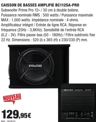CALIBER CAISSON DE BASSES AMPLIFIE BC112SA-PRO
