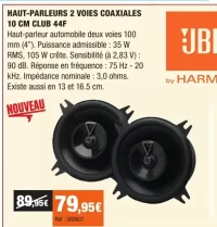 JBL Haut-parleurs 2 voies coaxiales 10 cm Club 44F