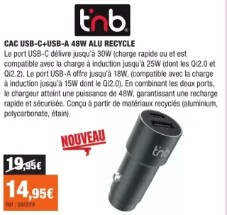 T'nB CAC USB-C+USB-A 48W ALU RECYCLE