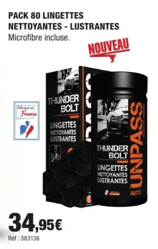 Pack 80 Lingettes Nettoyantes - Lustrantes Thunder Bolt UNPASS