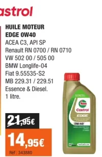 Castrol HUILE MOTEUR EDGE 0W40