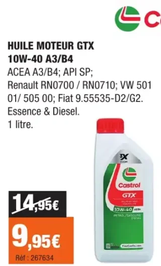 Castrol HUILE MOTEUR GTX 10W-40 A3/B4