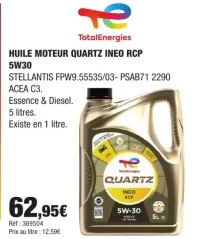 TotalEnergies HUILE MOTEUR QUARTZ INEO RCP 5W30