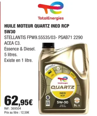 TotalEnergies HUILE MOTEUR QUARTZ INEO RCP 5W30
